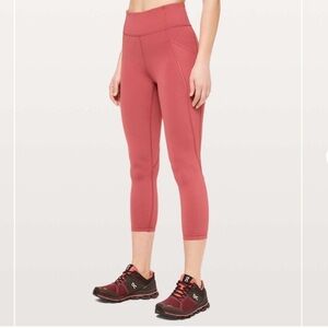 Lululemon Time To Sweat Crop 23’’ In Brick Rose Sz 6
